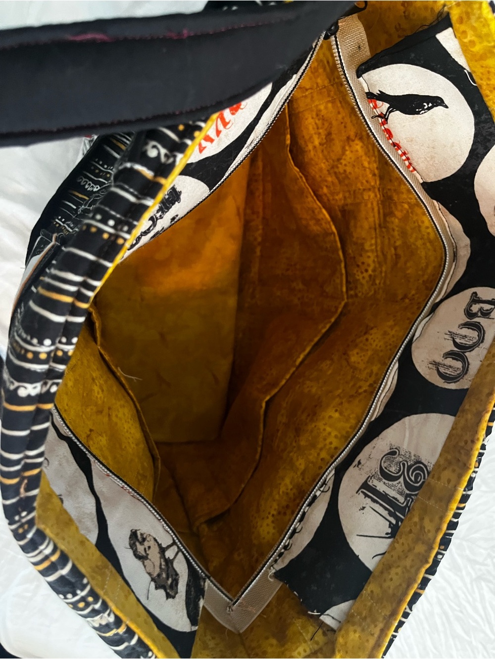 Halloween Print Tote Bag in Black & Orange - Picture 2 of 3